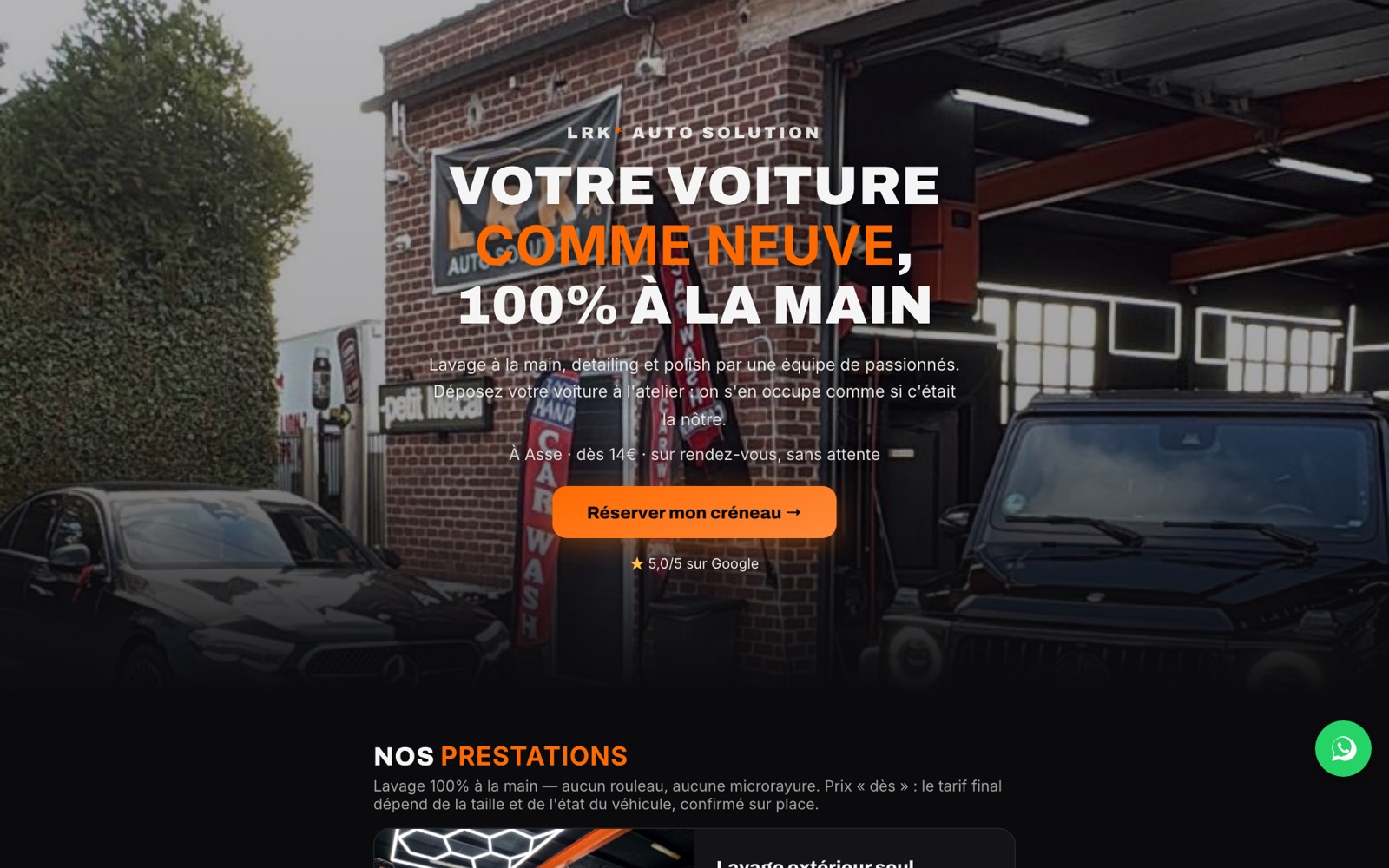 La page d’accueil du site de LRK Auto Solution, telle qu’elle est en ligne.