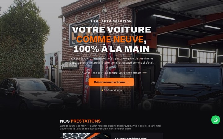 La page d’accueil de lrkautosolution.be, telle qu’elle est en ligne.